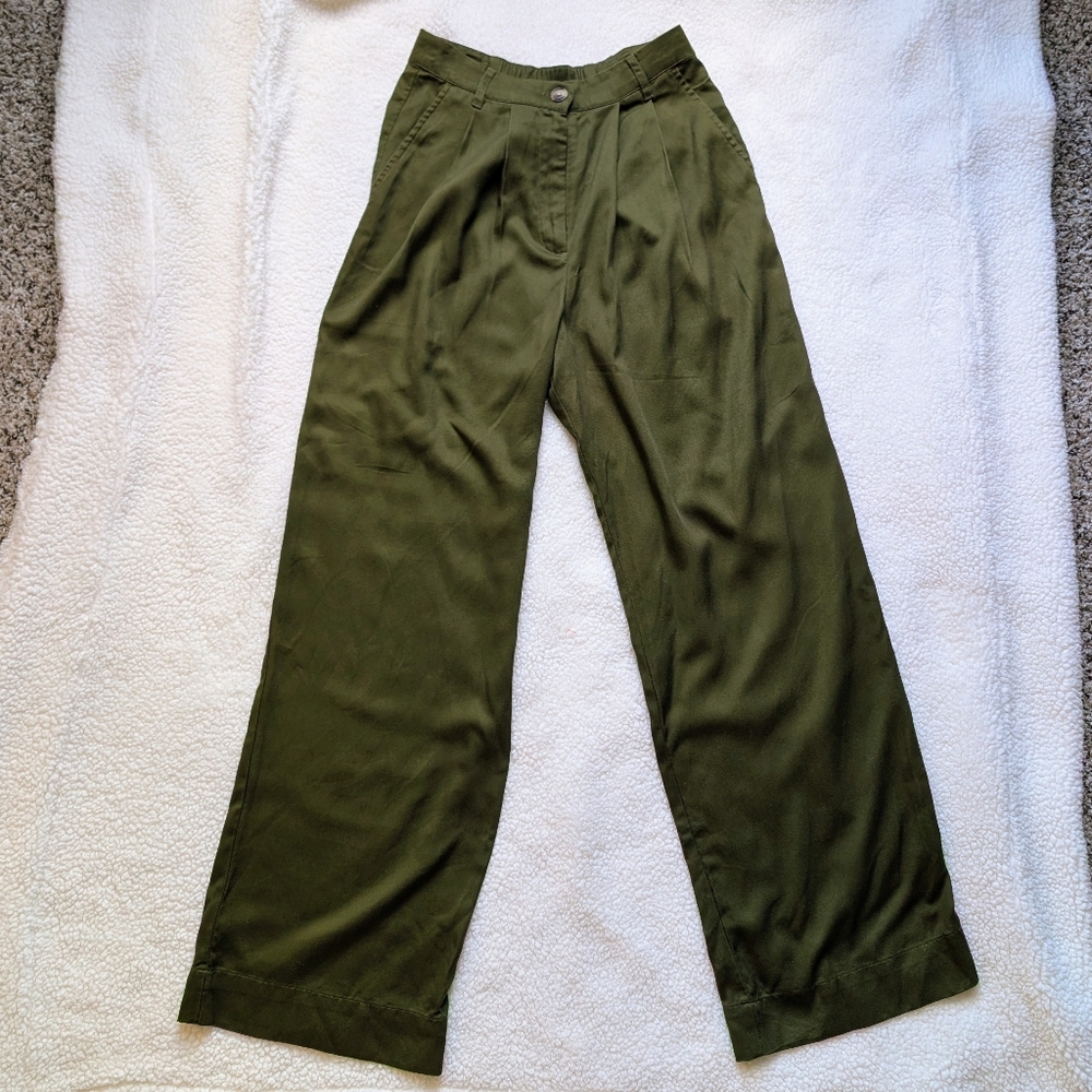 NWT The Drop Amalia high rise Trouser in Dark Forest green